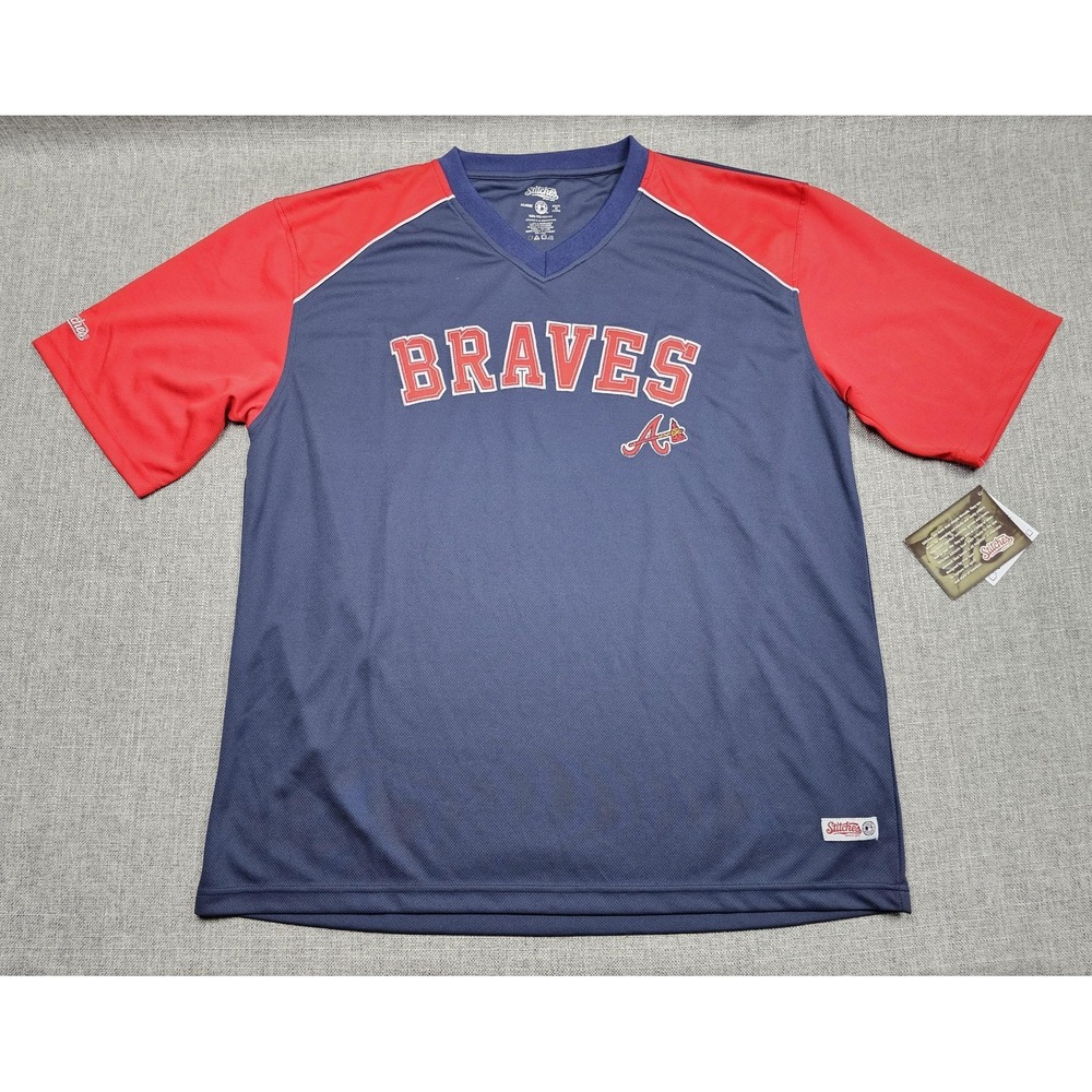 Atlanta Braves Jersey Mens XL Blue MLB Baseball Stitches Genuine Team Shirt